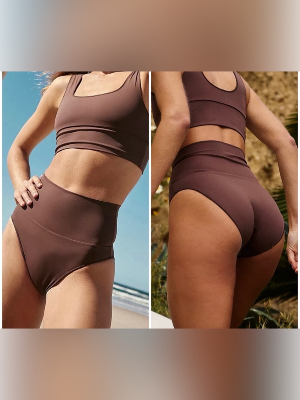 Free People High-Waist Bikini Bottoms in Cocoa Brown